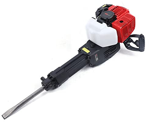 Martello demolitore a benzina da 1900 W, a 2 tempi, 52 cc, set con scalpello piatto e scalpello a punta, set per calcestruzzo