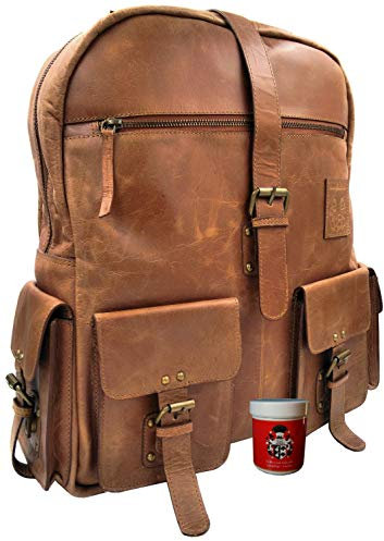 Baron of Maltzahn Rucksack Citybag Jerome aus braunem Leder + Lederpflege