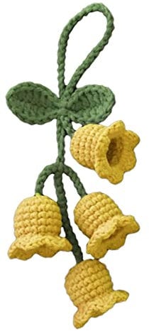 Chimes Flower Pendant Keychain Handmade Knitted Women Pendant Key Flower Crocheted Bell Flower Orchid Bell Keyring