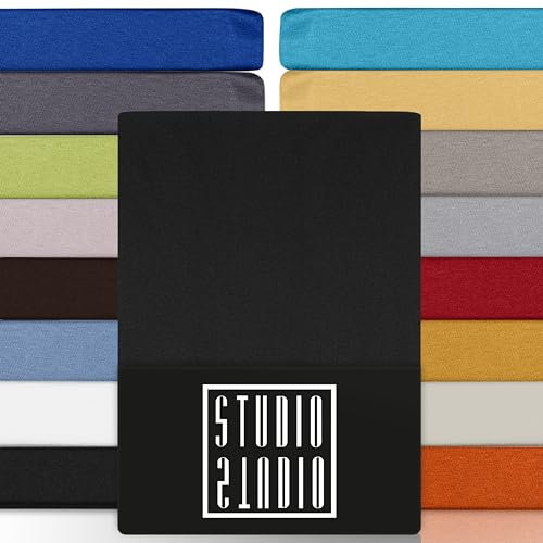 STUDIO Basic Spannbettlaken 90x200cm – Jersey-Spannbetttuch aus 100 % gekämmter Baumwolle – Anthrazit – Öko-Tex Zertifiziert, bügelfrei & elastisch – für Matratzen 15–25 cm