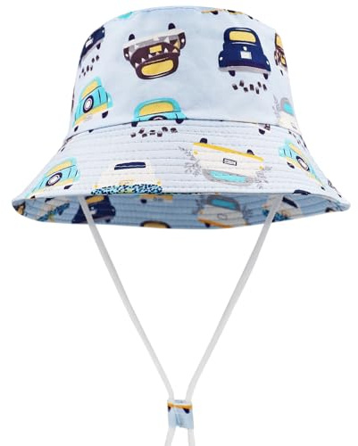 FenFang Cappello da Sole Bambino Bambina a Tesa Larga, Berretto Pescatore Neonato Estivo, Cotone Bucket Hat, Fisherman cap da Cartone Dinosauro Spiaggia 1 2 3 4-8 Anni