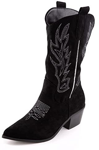 Toocool - Stivali Donna Texani Scamosciati Cowboy Western camperos MS-25011 [36,A9521 Nero]