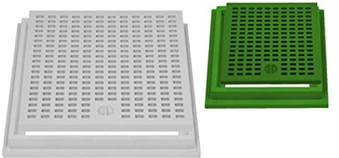 Caditoia griglia chiusino con telaio in PP plastica pvc rinforzata anti UV maglia antitacco grigio o verde Top Varie misure (cm 30x30, Grigio)