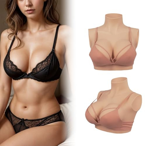 Minaky Silikon Brüste Brustformen, Crossdresser Brüste, Falsche Brüste, Realistisch Silikonbrustplatten für Cosplay, Transgender Prothese, D Cup, Gelb