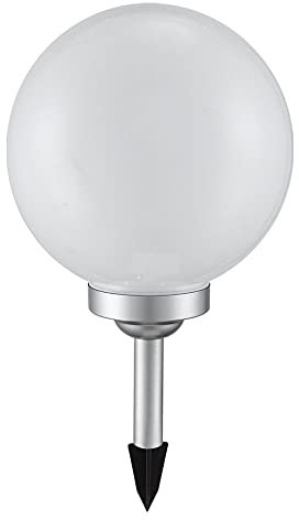 etc-shop Solarkugel Solarlampen für Außen Kugel Gartenleuchte Erdspieß Kugelleuchte Solar LED für den Garten, weiß silber, LED warmweiß, DxH 20x62 cm