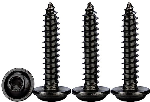 Drenky Tornillos Autorroscantes M5x18mm,50 Piezas Tornillos para Madera Torx con Cabeza de Arandela Acero Inoxidable A2 V2A Negro Tornillos Chapa Cabeza Redonda Tornillos Roscachapas