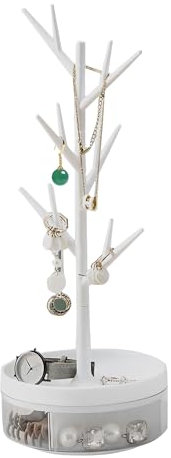 MENGCOOL Schmuckständer 3 in 1 Schmuckbaum Kettenständer Baum Armbandständer Schmuckhalter Organizer Ständer für Halsketten Armbänder Ringe Ohrringe und Uhren (weiß)