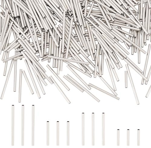 UNICRAFTALE 400 Stück 4 Größen 304 gerade Röhrenperlen Aus Edelstahl Golden 304 Edelstahlperlen Glatte Lose Metallperlen Röhren Abstandsperlen Für Armbänder DIY Schmuckherstellung