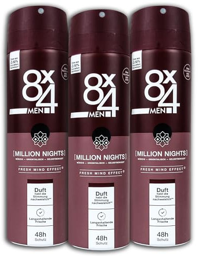 3 er Pack 8x4 Deo Deodorant Deospray No. 18 Million Nights 3 x 150 ml