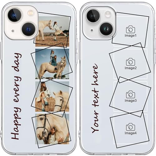 Personalisierte Handyhülle für iPhone 13,Personalisiert Hülle mit Eigenem Foto Bedrucken Bild Text Selbst Gestaltet Schutzhülle, Transparent Silikon Stoßfest Individuelle Custom Case