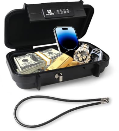 RESET-G13 Tragbarer Tresor Sicherheitsbox - Fortgeschrittene Geldkassette mit Zahlenschloss und abnehmbarem Kabel, ideal für Reisen, Zuhause, Büro, Outdoor-Aktivitäten, wasserdicht, diebstahlsicher