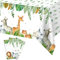 Tischdecken-Set, 3-teilig, Blattmuster, je 220 x 130 cm Safari Tischdecke Kindergeburtstag, Happy Birthday Tischdecke for Safari Geburtstagsdeko Jungen, Dschungel Party, Safari Deko, Wild One Deko