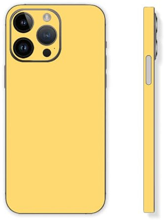 Skin Wrap Compatible with iPhone 15 Pro, Vinyl Decal Sticker Cover Protective Film for Phone Back, Camera, Frame (Yellow)