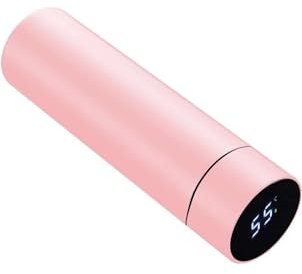 Termo isotérmico de acero inoxidable 500 ml, botella isotérmica al vacío con pantalla de temperatura inteligente LED (rosa)