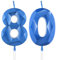 Yiran Sapphire Blue 80th Birthday Candles, Number 80 Candle Set, 3D Design Cake Topper Decor for Women Men Birthday Theme Party Weddings Anniversary Celebration