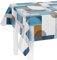 LILENO HOME Tischdecke abwaschbar als Meterware 100x140cm (Schnittkante) in Kreise und Karo blau Motiv - Wachstuchtischdecke wasserabweisend ideal als Tischtuch o. Tischläufer für Bierzeltgarnitur