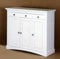 clever-moebel 3trg. Kommode im Landhausstil aus Kiefernholz gelaugt, Schrank, Sideboard (weiß)