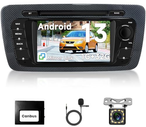 Podofo Autoradio für Seat Ibiza 2009-2013, 6,2 Zoll Touchscreen Radio mit Bluetooth/Spiegellink/GPS/FM/RDS/WiFi/Lenkradsteuerung/EQ/USB+Rückfahrkamera