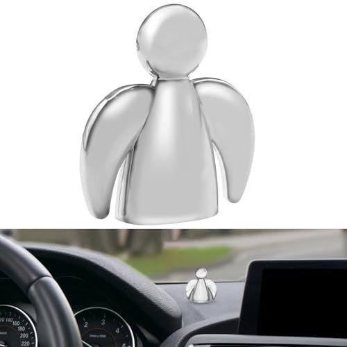 Anwlki Schutzengel Auto Engel Magnete Ornamente Glücksbringer Geschenk Autofahrer Schutzpatron Komm Gut Heim mit Magnet und 3 Doppelseitig Klebende Aufkleber, 1 Eisenstück (helles Silber)