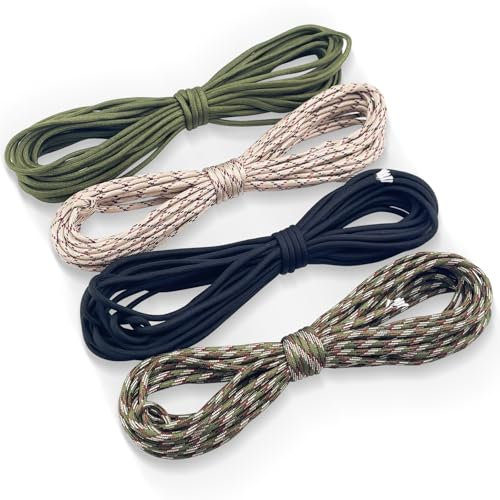 Eckerdromk 4 Piezas Paracord 4mm, 100% Cuerda Nailon, Cuerda Resistente con 7 Hilos, Cuerda Nylon Multifuncional, Capacidad Carga hasta 250 kg in Many Colors, Ideal para Acampar, Correa Perro (40m)
