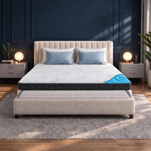 MKS Gel Topper 140x200 Matratzentopper H3 7cm Memory Foam Bambusbezug 3D | macht harte Matratzen weich & bequem, ideal für Boxspring & Gästezimmer, rutschfeste Unterseite, luftig-frisch