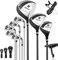 COSTWAY komplettes Herren Golfschläger Set, 9 teilige Golfschlägersätze rechtshändig mit Tasche & Regenhaube, Golfset mit 1 Driver & 3 Fairway & 4 Hybrid & 6/7/ 8/9/ P Eisen & Putter (Schwarz)