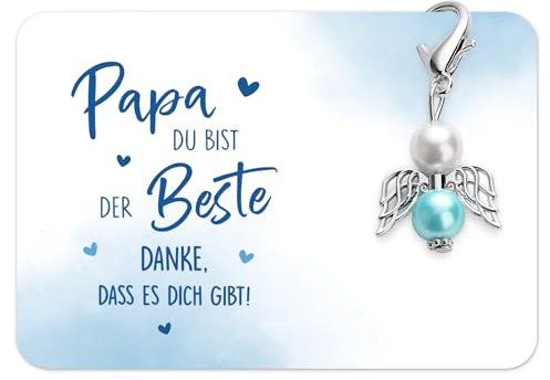 BOOMTOP Schutzengel Schlüsselanhänger Mama/Papa Geschenke Engel Glücksbringer Beste Mama Bester Papa der Welt Geschenk Perlenengel Auto Keychain Anhänger für Muttertag Vatertag Geburtstag Weihnachten