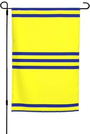 Bandiere da giardino con stampa a strisce gialle e blu per cortile, portico esterno, patio, prato, decorazioni