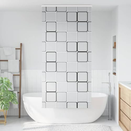 Cortina de ducha enrollable con casete de 100 x 240 cm, material PEVA, 96 cm de ancho de tela, impermeable y duradero para baño y ventana