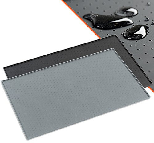 PetCareson – Premium Napfunterlage Hund, Katzen I Hochwertige wasserdichte u. rutschfeste Unterlage für Katzennapf und Hundenapf I Fressnapf-Unterlage, Silikon Unterlage mit Rand I Grau I 60x40cm