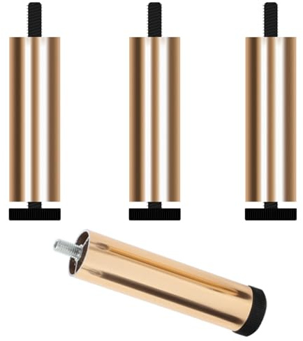 Pattes pour Meuble Doré, Lot de 4 Pieds de Table Rond Pied Canapé Réglable Pied de Chaise Aluminum Alloy | Anodisé Pattes Armoire Hauteur: 6-40cm Cabinet Meuble Bas Bureau De Gaming Bureau 15cm/6