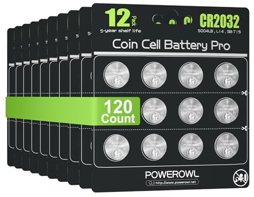 POWEROWL - CR2032 Batteries 3V Lithium 120 Pack, High Capacity 2032 DL2032 ECR2032 CR 2032 Lithium Button Cell Battery