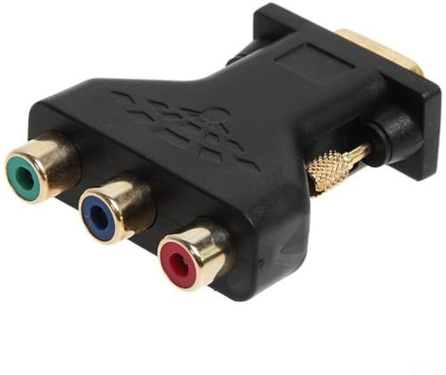VGA auf 3 für RCA Adapter Kabel 15-Pin Stecker auf Buchse Vergoldet für PC DVD Projektor für HDTV Kompatibel mit ATI Radeon 8500-9800 X Serie Schwarz