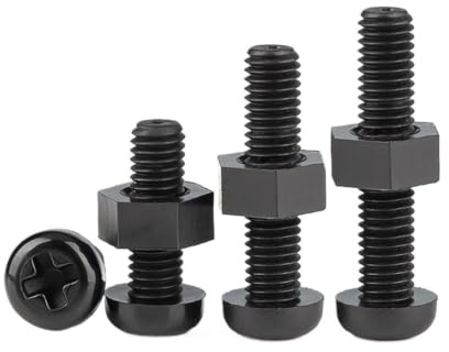 Bulloni A Testa Cilindrica In Plastica Nera Da 10/20 Set Con Dadi Esagonali Completi M5 M6 M8