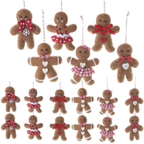 Set 18 decorazioni Natalizie da appendere a forma di omini pan di zenzero in stoffa imbottita decorazioni per il Natale