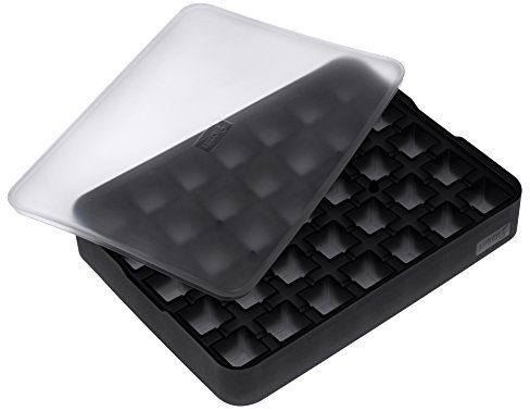 Lurch 240700 Ice Former Cubes / Heladera de silicona 100% libre de BPA con tapa para 12 cubitos de hielo (2 x 2 cm), color negro