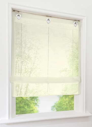 1er-Pack Raffrollo mit U-Haken Weiß Transparent Voile Ösenrollo Vorhang (BxH 120x130cm, Beige)