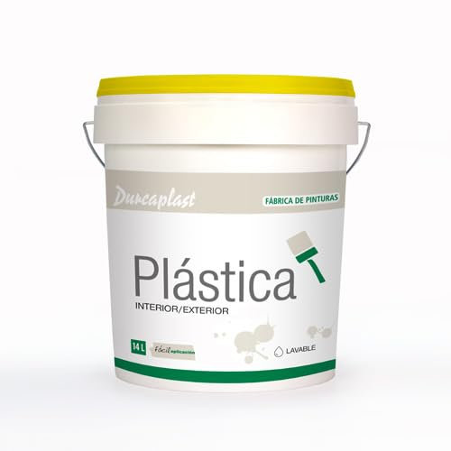 DURCAPLAST Pintura Plastica Interior/exterior Pintura plástica color blanco mate. Excelente poder cubriente y blancura, buena adherencia, transpirable y lavable (14 L)