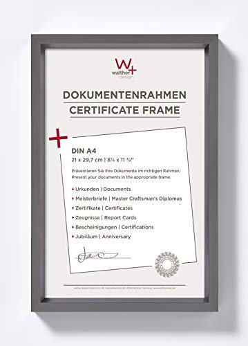 walther design Bilderrahmen stahl 21 x 29,7 cm (DIN A4) mit Passepartout, Steel Style Kunststoffrahmen ES130D