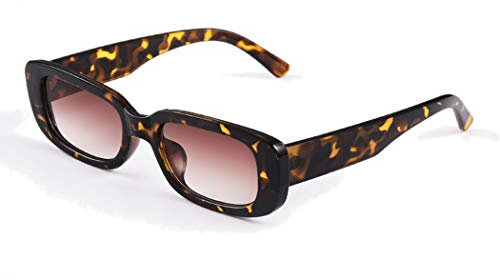 Long Keeper Sonnenbrille Damen Vintage Rechteckig 90s Retro Sonnenbrille Für Damen Herren Mit Uv Schutz (Leopard/Braun)