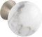 FURNIPART Porzellangriff Bead Straight ø 28mm - Türknauf rund - Knauf für Schrank, Porzellan Marmor weiß/Zinkdruckguss Edelstahl Effekt