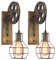 iDEGU Lámparas Industriales Apliques de Pared Estilo de Polea - Luz de Pared para Dormitorio, Sala de Estar, Restaurante, Bar (2 piezas - Bronce)