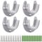 Rundrohr-Halterung 4 Stück U-Form Edelstahl Kleiderschrank Stangenhalter Kleiderstange Auflagen mit Schrauben für Duschvorhangstange Schrankrohr, 32mm