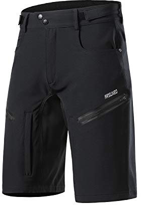 ARSUXEO Herren Fahrrad Kurze Hosen Lockere Passform Radhose mit Feuchtigkeitsableitendem Bund 2006 Schwarz XXL