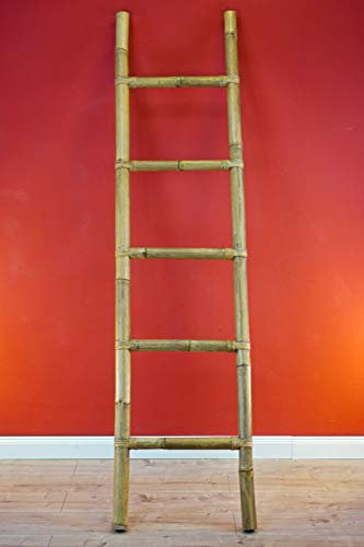 Bambus Leiter Handtuchhalter - 200cm Handtuchleiter - Tropische Dekoration für Badezimmer, Schlafzimmer, Kinderzimmer oder Küche (Natur)