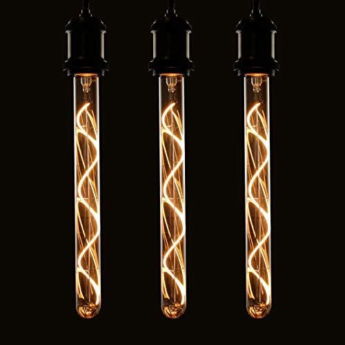 GBLY 3x LED Edison Glühbirne Röhrenlampe E27 Vintage Glühlampe in Röhrenform 300mm 4W Warmweiß Spirale Filament Antike Nostalgie und Retro Beleuchtung für Haus Café Bar Party, nicht dimmbar