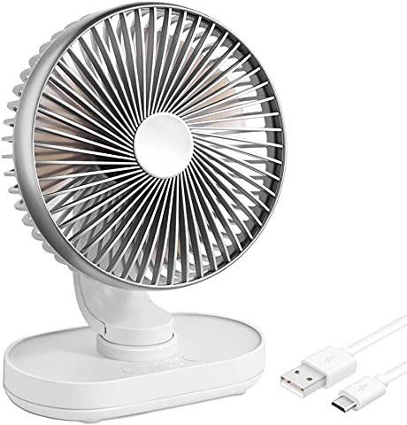 Yoyika Ventilador Silencioso USB/Type-C Recargable, Ventilador de Mesa Potente Oscilante de 6 Pulgadas, con 4 Velocidades para Oficina, Escritorio, Casa, Dormitorio