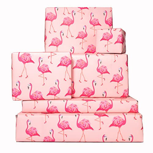 Central 23 - Pinkes Geschenkpapier - Flamingo - 6 Blatt Geschenkpapier Geburtstag - Geburt - Frauen - Mädchen Weiblich - Modern - Recycelbar