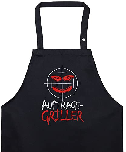 EXPRESS-STICKEREI BBQ Grillschürze - Lustige Kochschürze für Grillfans - Verstellbare Latzschürze für Männer/Frauen - Küchenschürze mit Spruch Auftrags-Griller