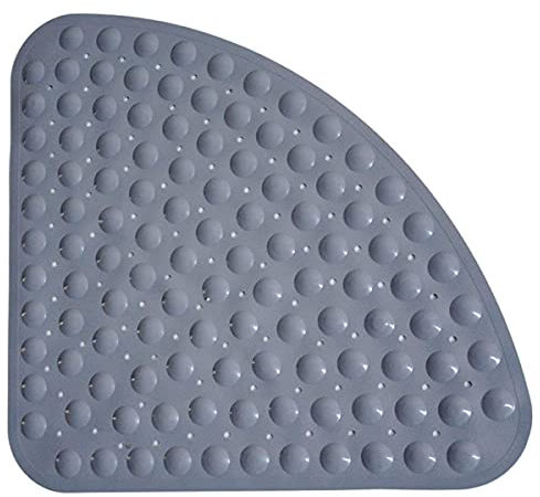 Duschmatten Dusche Anti-Rutsch Matte Antibakteriell Anti-Schimmel Viertelkreis Ecke Badteppiche Badteppich mit Saugnäpfen für Bad Dusche (54cm x 54cm, Grau)